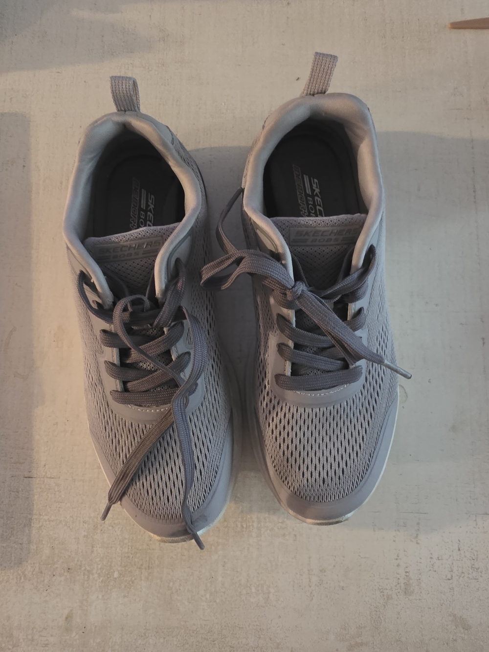 Skechers Womens Light Gray Mesh Lace-Up Sneakers